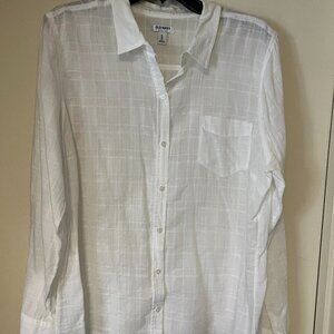 Old Navy White Button Down Blouse, Size XL